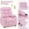 imageKids Recliner Kids Recliner Chair w 2 Cup Holders PU Leather Chairs Comfy wAdjustable Backrest ampamp 3 Pockets Toddler Furniture Sofa for Boys Girls Aged 3Pink