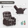 imageKids Recliner Kids Recliner Chair w 2 Cup Holders PU Leather Chairs Comfy wAdjustable Backrest ampamp 3 Pockets Toddler Furniture Sofa for Boys Girls Aged 3Brown