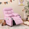 imageKids Recliner Kids Recliner Chair w 2 Cup Holders PU Leather Chairs Comfy wAdjustable Backrest ampamp 3 Pockets Toddler Furniture Sofa for Boys Girls Aged 3Pink