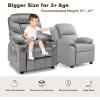 imageKids Recliner Kids Recliner Chair w 2 Cup Holders PU Leather Chairs Comfy wAdjustable Backrest ampamp 3 Pockets Toddler Furniture Sofa for Boys Girls Aged 3Silver Grey