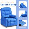 imageKids Recliner Kids Recliner Chair w 2 Cup Holders PU Leather Chairs Comfy wAdjustable Backrest ampamp 3 Pockets Toddler Furniture Sofa for Boys Girls Aged 3Blue