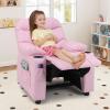 imageKids Recliner Kids Recliner Chair w 2 Cup Holders PU Leather Chairs Comfy wAdjustable Backrest ampamp 3 Pockets Toddler Furniture Sofa for Boys Girls Aged 3Pink