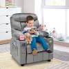 imageKids Recliner Kids Recliner Chair w 2 Cup Holders PU Leather Chairs Comfy wAdjustable Backrest ampamp 3 Pockets Toddler Furniture Sofa for Boys Girls Aged 3Silver Grey