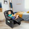 imageKids Recliner Kids Recliner Chair w 2 Cup Holders PU Leather Chairs Comfy wAdjustable Backrest ampamp 3 Pockets Toddler Furniture Sofa for Boys Girls Aged 3Black