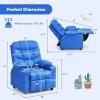 imageKids Recliner Kids Recliner Chair w 2 Cup Holders PU Leather Chairs Comfy wAdjustable Backrest ampamp 3 Pockets Toddler Furniture Sofa for Boys Girls Aged 3Blue