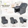 imageKids Recliner Kids Recliner Chair w 2 Cup Holders PU Leather Chairs Comfy wAdjustable Backrest ampamp 3 Pockets Toddler Furniture Sofa for Boys Girls Aged 3Grey
