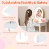 imageKids Vanity 2 in 1 Princess Dressing Table and Chair Set with Lighted Mirror ampamp Storage Drawer Wooden Toddler Make Up Desk Set for Little Girls Aged 38 Years WhiteWhite