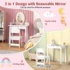 imageKids Vanity 2 in 1 Princess Dressing Table and Chair Set with Lighted Mirror ampamp Storage Drawer Wooden Toddler Make Up Desk Set for Little Girls Aged 38 Years WhiteWhite