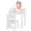 imageKids Vanity 2 in 1 Princess Dressing Table and Chair Set with Lighted Mirror ampamp Storage Drawer Wooden Toddler Make Up Desk Set for Little Girls Aged 38 Years WhiteWhite