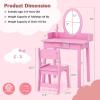 imageKids Vanity 2 in 1 Princess Dressing Table and Chair Set with Lighted Mirror ampamp Storage Drawer Wooden Toddler Make Up Desk Set for Little Girls Aged 38 Years WhitePink