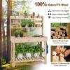 imageOutdoor Potting Bench 605 Wooden Garden Table with Storage FlipUp Tabletop Shelves ampamp Hanging Hooks Garden Work Bench for Outside Potting Table for Patio Yard Lawn Porch
