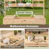 imageOutdoor Potting Bench 605 Wooden Garden Table with Storage FlipUp Tabletop Shelves ampamp Hanging Hooks Garden Work Bench for Outside Potting Table for Patio Yard Lawn Porch