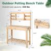 imageOutdoor Potting Bench 605 Wooden Garden Table with Storage FlipUp Tabletop Shelves ampamp Hanging Hooks Garden Work Bench for Outside Potting Table for Patio Yard Lawn Porch