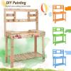 imageOutdoor Potting Bench 605 Wooden Garden Table with Storage FlipUp Tabletop Shelves ampamp Hanging Hooks Garden Work Bench for Outside Potting Table for Patio Yard Lawn Porch