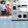 imagePlay Kitchen Wooden Kids Kitchen Play Set with Microwave Refrigerator Washer Sink Cooking Accessories Ovens Kids Kitchen Playset Toys for Toddlers Ages 3