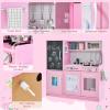 imagePlay Kitchen Wooden Kids Pretend Cooking Toy with Microwave Fridge Easy Bake Oven ChalkboardampampIce Maker Kids Kitchen Playset Toys for Girls ampamp Boys Ages 3 PinkPink