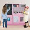 imagePlay Kitchen Wooden Kids Pretend Cooking Toy with Microwave Fridge Easy Bake Oven ChalkboardampampIce Maker Kids Kitchen Playset Toys for Girls ampamp Boys Ages 3 PinkPink