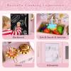 imagePlay Kitchen Wooden Kids Pretend Cooking Toy with Microwave Fridge Easy Bake Oven ChalkboardampampIce Maker Kids Kitchen Playset Toys for Girls ampamp Boys Ages 3 PinkLight Pink