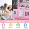 imagePlay Kitchen Wooden Kids Pretend Cooking Toy with Microwave Fridge Easy Bake Oven ChalkboardampampIce Maker Kids Kitchen Playset Toys for Girls ampamp Boys Ages 3 PinkPink