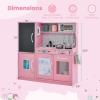 imagePlay Kitchen Wooden Kids Pretend Cooking Toy with Microwave Fridge Easy Bake Oven ChalkboardampampIce Maker Kids Kitchen Playset Toys for Girls ampamp Boys Ages 3 PinkPink