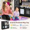 imagePlay Kitchen Wooden Kids Pretend Cooking Toy with Microwave Fridge Easy Bake Oven ChalkboardampampIce Maker Kids Kitchen Playset Toys for Girls ampamp Boys Ages 3 PinkBlack