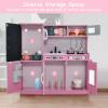 imagePlay Kitchen Wooden Kids Pretend Cooking Toy with Microwave Fridge Easy Bake Oven ChalkboardampampIce Maker Kids Kitchen Playset Toys for Girls ampamp Boys Ages 3 PinkPink
