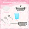 imagePlay Kitchen Wooden Kids Pretend Cooking Toy with Microwave Fridge Easy Bake Oven ChalkboardampampIce Maker Kids Kitchen Playset Toys for Girls ampamp Boys Ages 3 PinkPink