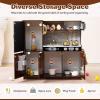 imagePlay Kitchen Wooden Kids Pretend Cooking Toy with Microwave Fridge Easy Bake Oven ChalkboardampampIce Maker Kids Kitchen Playset Toys for Girls ampamp Boys Ages 3 PinkBrown