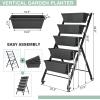 imageRaised Garden Bed on Wheels 5Tier Elevated Planter Box with Removable Base Drainage Hole ampamp Metal Frame Outdoor Garden Planter Container for Flower Vegetables 1 Dark GreyDark Grey