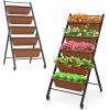 imageRaised Garden Bed on Wheels 5Tier Elevated Planter Box with Removable Base Drainage Hole ampamp Metal Frame Outdoor Garden Planter Container for Flower Vegetables 1 Dark GreyBrown