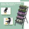 imageRaised Garden Bed on Wheels 5Tier Elevated Planter Box with Removable Base Drainage Hole ampamp Metal Frame Outdoor Garden Planter Container for Flower Vegetables 1 Dark GreyDark Grey