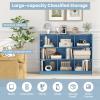 imageToys Storage Organizer 3Tier Cube Bookcase with 8 Compartments Wooden Display Cabinet for Kids Room Nursery Bedroom Classroom YellowBlue