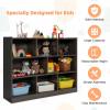 imageToys Storage Organizer 3Tier Cube Bookcase with 8 Compartments Wooden Display Cabinet for Kids Room Nursery Bedroom Classroom YellowGrey
