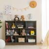 imageToys Storage Organizer 3Tier Cube Bookcase with 8 Compartments Wooden Display Cabinet for Kids Room Nursery Bedroom Classroom YellowGrey