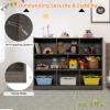 imageToys Storage Organizer 3Tier Cube Bookcase with 8 Compartments Wooden Display Cabinet for Kids Room Nursery Bedroom Classroom YellowGrey