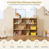imageToys Storage Organizer 3Tier Cube Bookcase with 8 Compartments Wooden Display Cabinet for Kids Room Nursery Bedroom Classroom YellowNatural