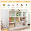 imageToys Storage Organizer 3Tier Cube Bookcase with 8 Compartments Wooden Display Cabinet for Kids Room Nursery Bedroom Classroom YellowWhite