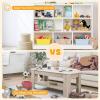 imageToys Storage Organizer 3Tier Cube Bookcase with 8 Compartments Wooden Display Cabinet for Kids Room Nursery Bedroom Classroom YellowWhite