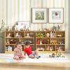 imageToys Storage Organizer 3Tier Cube Bookcase with 8 Compartments Wooden Display Cabinet for Kids Room Nursery Bedroom Classroom YellowYellow