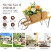 imageWooden Wagon Planter 275quotx105quotx115quot Wheelbarrow Cart Plant Pot with Halloween Decoration ampamp Mental Supports Single Wheel Movable Garden Flower Cart Planter for Yard Backyard BlueWalnut