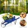 imageWooden Wagon Planter 275quotx105quotx115quot Wheelbarrow Cart Plant Pot with Halloween Decoration ampamp Mental Supports Single Wheel Movable Garden Flower Cart Planter for Yard Backyard BlueBlue