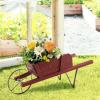 imageWooden Wagon Planter 275quotx105quotx115quot Wheelbarrow Cart Plant Pot with Halloween Decoration ampamp Mental Supports Single Wheel Movable Garden Flower Cart Planter for Yard Backyard BlueRed