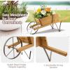imageWooden Wagon Planter 275quotx105quotx115quot Wheelbarrow Cart Plant Pot with Halloween Decoration ampamp Mental Supports Single Wheel Movable Garden Flower Cart Planter for Yard Backyard BlueWalnut