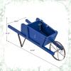 imageWooden Wagon Planter 275quotx105quotx115quot Wheelbarrow Cart Plant Pot with Halloween Decoration ampamp Mental Supports Single Wheel Movable Garden Flower Cart Planter for Yard Backyard BlueBlue