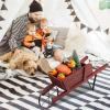 imageWooden Wagon Planter 275quotx105quotx115quot Wheelbarrow Cart Plant Pot with Halloween Decoration ampamp Mental Supports Single Wheel Movable Garden Flower Cart Planter for Yard Backyard BlueRed