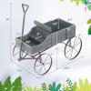 imageWooden Wagon Planter Decorative Garden Wheelbarrow Planter with 2 Planting Sections Rolling Wheels Adjustable Handle Small Wagon Cart Planter Stand for Flowers Vegetables Herbs GreenGray