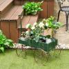 imageWooden Wagon Planter Decorative Garden Wheelbarrow Planter with 2 Planting Sections Rolling Wheels Adjustable Handle Small Wagon Cart Planter Stand for Flowers Vegetables Herbs GreenGreen