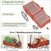 imageWooden Wagon Planter Decorative Garden Wheelbarrow Planter with 2 Planting Sections Rolling Wheels Adjustable Handle Small Wagon Cart Planter Stand for Flowers Vegetables Herbs GreenRed