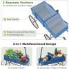 imageWooden Wagon Planter Decorative Garden Wheelbarrow Planter with 2 Planting Sections Rolling Wheels Adjustable Handle Small Wagon Cart Planter Stand for Flowers Vegetables Herbs GreenBlue