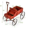 imageWooden Wagon Planter Decorative Garden Wheelbarrow Planter with 2 Planting Sections Rolling Wheels Adjustable Handle Small Wagon Cart Planter Stand for Flowers Vegetables Herbs GreenRed